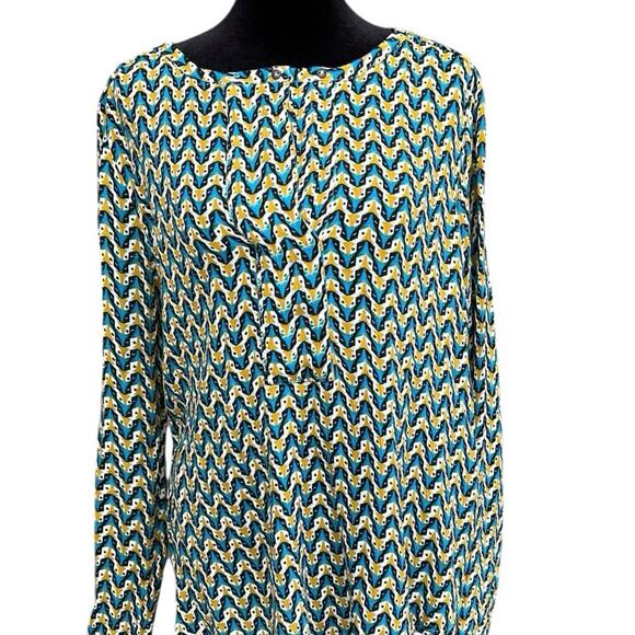 Hinge long sleeve blouse, printed, women's size M - Picture 1 of 7